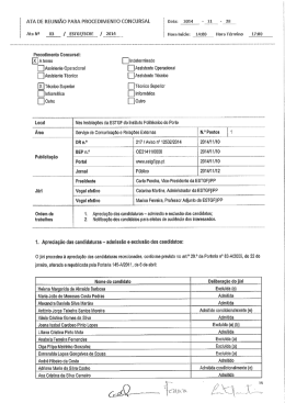 Ata n.&ordm; 3 - Aprecia&ccedil;&atilde;o candidaturas &ndash; Admiss&atilde;o e exclus&atilde;o