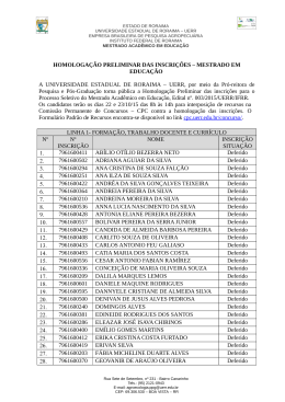 HOMOLOGA&Ccedil;&Atilde;O PRELIMINAR DAS INSCRI&Ccedil;&Otilde;ES