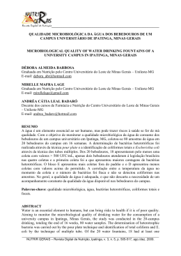 qualidade microbiol&oacute;gica da &aacute;gua dos bebedouros de um