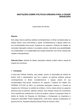 anota&ccedil;&otilde;es sobre pol&iacute;ticas urbanas para a cidade brasileira