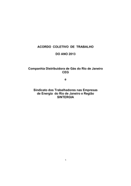 ACORDO COLETIVO DE TRABALHO DO ANO 2013 Companhia