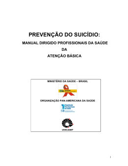 Prevenção do Suicídio: Manual dirigido para profissionais da saúde