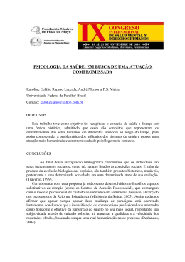 PSICOLOGIA DA SA&Uacute;DE: EM BUSCA DE UMA ATUA&Ccedil;&Atilde;O
