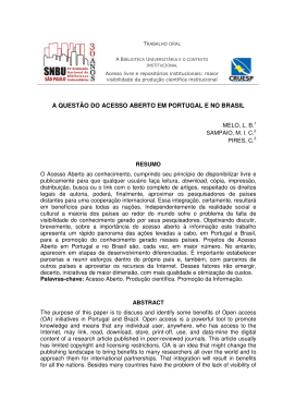 A QUEST&Atilde;O DO ACESSO ABERTO EM PORTUGAL E NO BRASIL