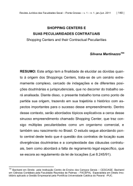 SHOPPING CENTERS E SUAS