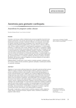 Anestesia para gestante cardiopata - Artigo de Revis&atilde;o