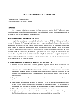 ANESTESIA EM ANIMAIS DE LABORAT&Oacute;RIO