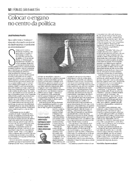 "Colocar o engano no centro da pol&iacute;tica" por Jos&eacute; Pacheco Pereira