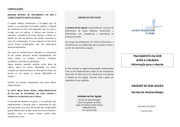 TRATAMENTO DA DOR AP&Oacute;S A CIRURGIA Informa&ccedil;&atilde;o para o