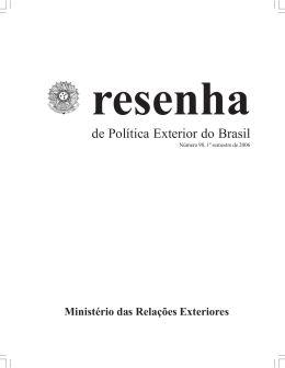 2006, 1&ordm; semestre, n&uacute;mero 98 - Minist&eacute;rio das Rela&ccedil;&otilde;es Exteriores