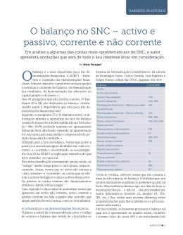 O balanço no SNC – activo e passivo, corrente e não corrente