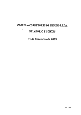 Relatório de Contas - cegrel - corretores de seguros, lda.