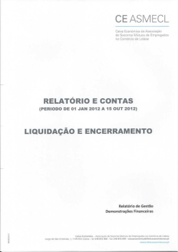 (1 de Jan a 15 Out). Liquida&ccedil;&atilde;o e encerramento.