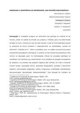 ANSIEDADE E ASSIST&Ecirc;NCIA DE ENFERMAGEM