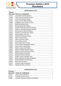 Processo Seletivo 2016 Resultados