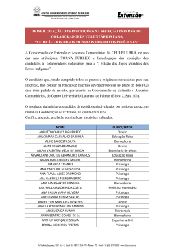 homologa&ccedil;&atilde;o das inscri&ccedil;&otilde;es na sele&ccedil;&atilde;o interna de