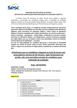 Retificativo Convoca&ccedil;&atilde;o Prova Objetiva TPS-02 (TAD