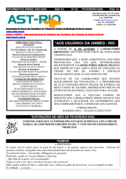 Informativo Bi&ecirc;nio 2003/2005 No.18 - Fevereiro/2005 - AST-RIO