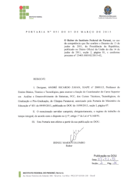 PORTARIA N&deg; 851 DE 05 DE MAR&Ccedil;O DE 2015