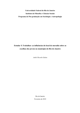 Estudar X Trabalhar - Observat&oacute;rio das Metr&oacute;poles