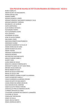 Lista Parcial de inscritos no 51º Circuito Brasileiro de Cicloturismo