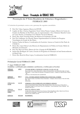 Anexo &ndash; Premia&ccedil;&atilde;o da FEBRACE 2005