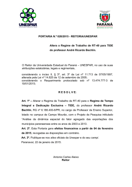 PORTARIA N.º 028/2015 - REITORIA/UNESPAR Altera o Regime de