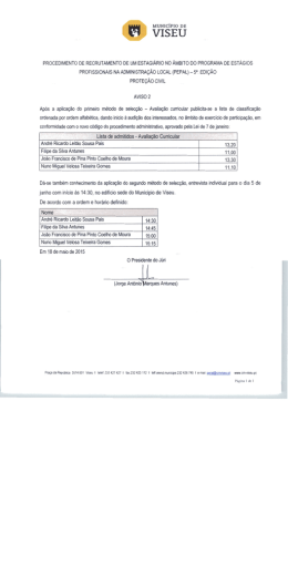 Aviso nº2 - Avaliação Curricular
