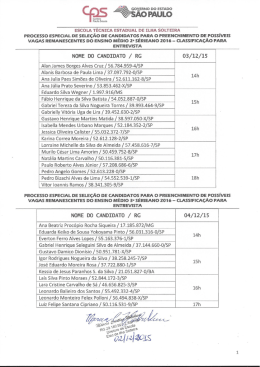 Convocação para entrevista - Vagas remanescentes