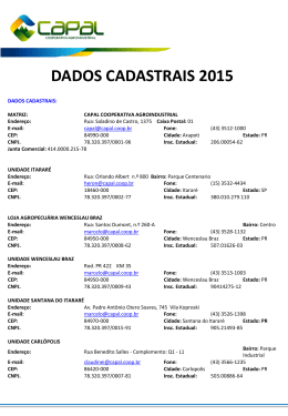 DADOS CADASTRAIS 2015 - Capal Cooperativa Agroindustrial