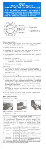 ORÍENT MANUAL DE INSTRUÇÕES PARA RELÓGIO ANA
