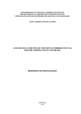 an&aacute;lise dos acidentes de tr&acirc;nsito ocorridos em uma
