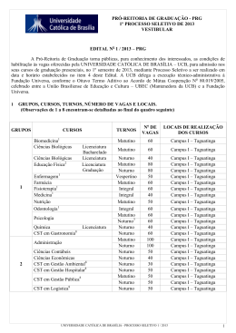 Edital PS 1&ordm; 2013 - Universidade Cat&oacute;lica de Bras&iacute;lia