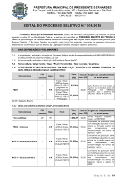edital do processo seletivo n.&deg; 001/2015