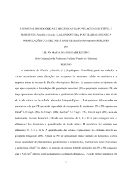 Respostas imunol&oacute;gicas e mec&acirc;nicas em popula&ccedil;&atilde;o suscet&iacute;vel e
