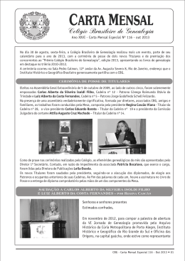 Carta Mensal nº 116 - Colégio Brasileiro de Genealogia