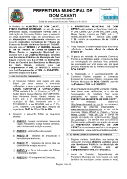 Edital Concurso PM Dom Cavati - Exame Auditores & Consultores