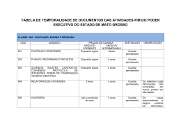 tabela de temporalidade de documentos das atividades