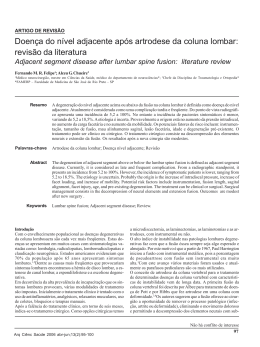 Doen&ccedil;a do n&iacute;vel adjacente ap&oacute;s artrodese da coluna lombar