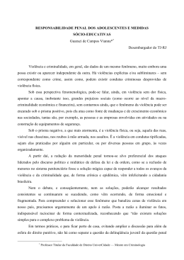 RESPONSABILIDADE PENAL DOS ADOLESCENTES E MEDIDAS
