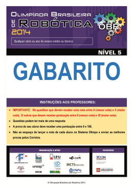 Gabarito da Prova Te&oacute;rica do N&iacute;vel 5
