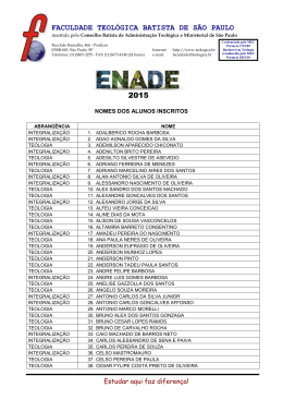 Lista dos Alunos Inscritos - Faculdade Teológica Batista de São Paulo