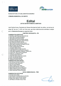 Edital - Elei&ccedil;&otilde;es para o Parlamento Europeu
