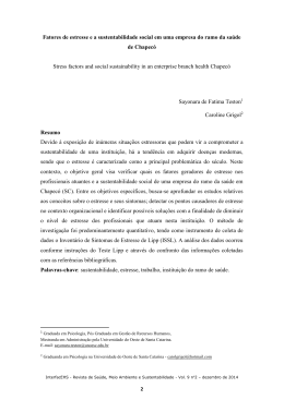Fatores de estresse e a sustentabilidade social em uma empresa do