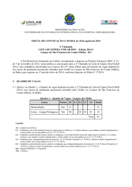 EDITAL DE CONVOCA&Ccedil;&Atilde;O n&ordm; 04/2014, de 18 de agosto de 2014 2&ordf;