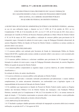 EDITAL N&ordm; 1, DE 06 DE AGOSTO DE 2014. - Sinpro-DF