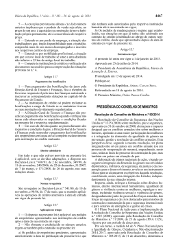 Resolu&ccedil;&atilde;o do Conselho de Ministros N&ordm; 50/2014