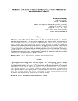 PROPOSTA E AVALIA&Ccedil;&aelig;O DE HEUR&yuml;STICAS GRASP PARA O