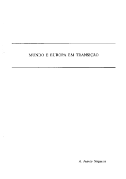 MUNDO E EUROPA EM TRANSIÇÃO