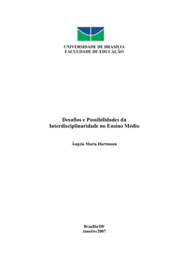 Desafios e Possibilidades da Interdisciplinaridade no Ensino M&eacute;dio